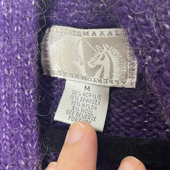 Alberto Makali Sleeveless Sweater Vest Medium - Purple Wool Blend with Waterfall - Picture 3 of 6